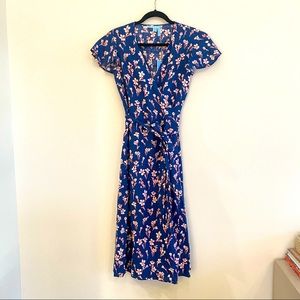 NWT Draper James Floral Linen Wrap dress size 6
